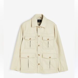 HM men’s light beige utility jacket pleather size L
